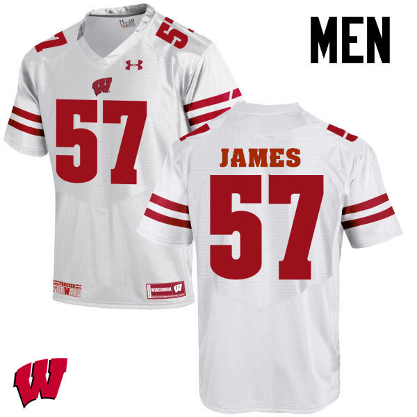 Wisconsin Badgers Men's #57 Alec James NCAA Under Armour Authentic White College Stitched Football Jersey EM40Z01LH